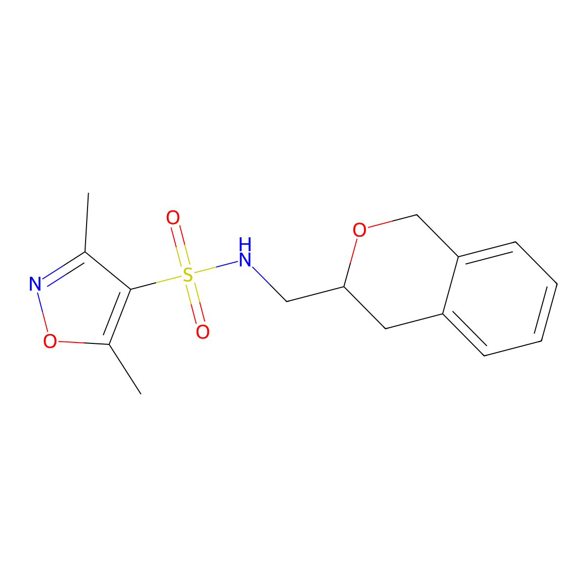 N-(isochroman-3-ylmethyl)-3,5-dimethylisoxazole-4-sulfonamide molecular structure, CAS 2034204-99-2