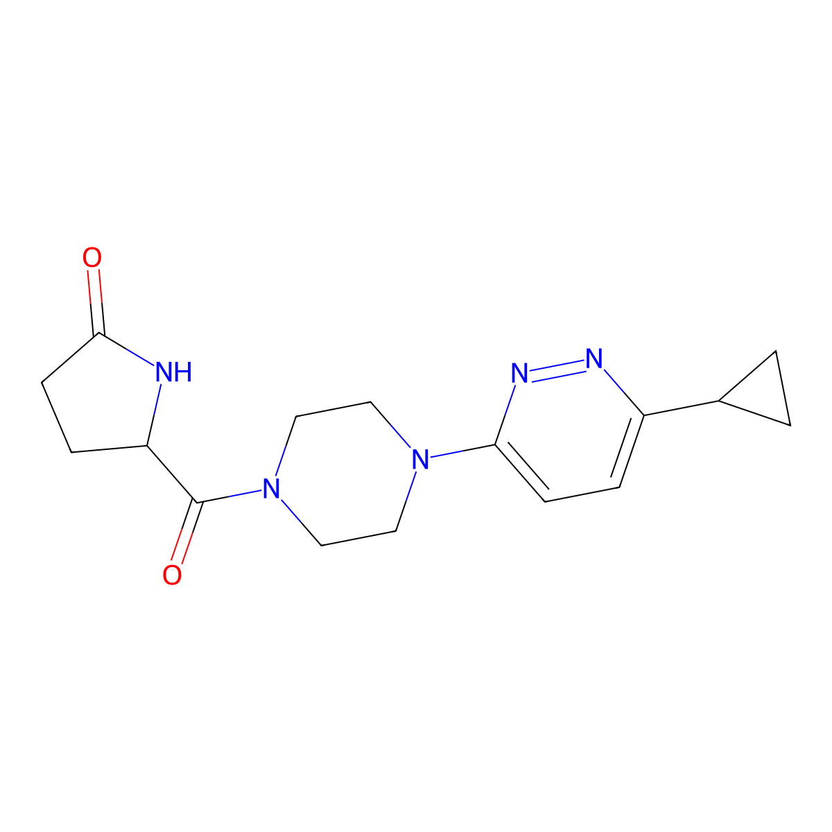 5-[4-(6-Cyclopropylpyridazin-3-yl)piperazine-1-carbonyl]pyrrolidin-2-one molecular structure, CAS 2034205-00-8