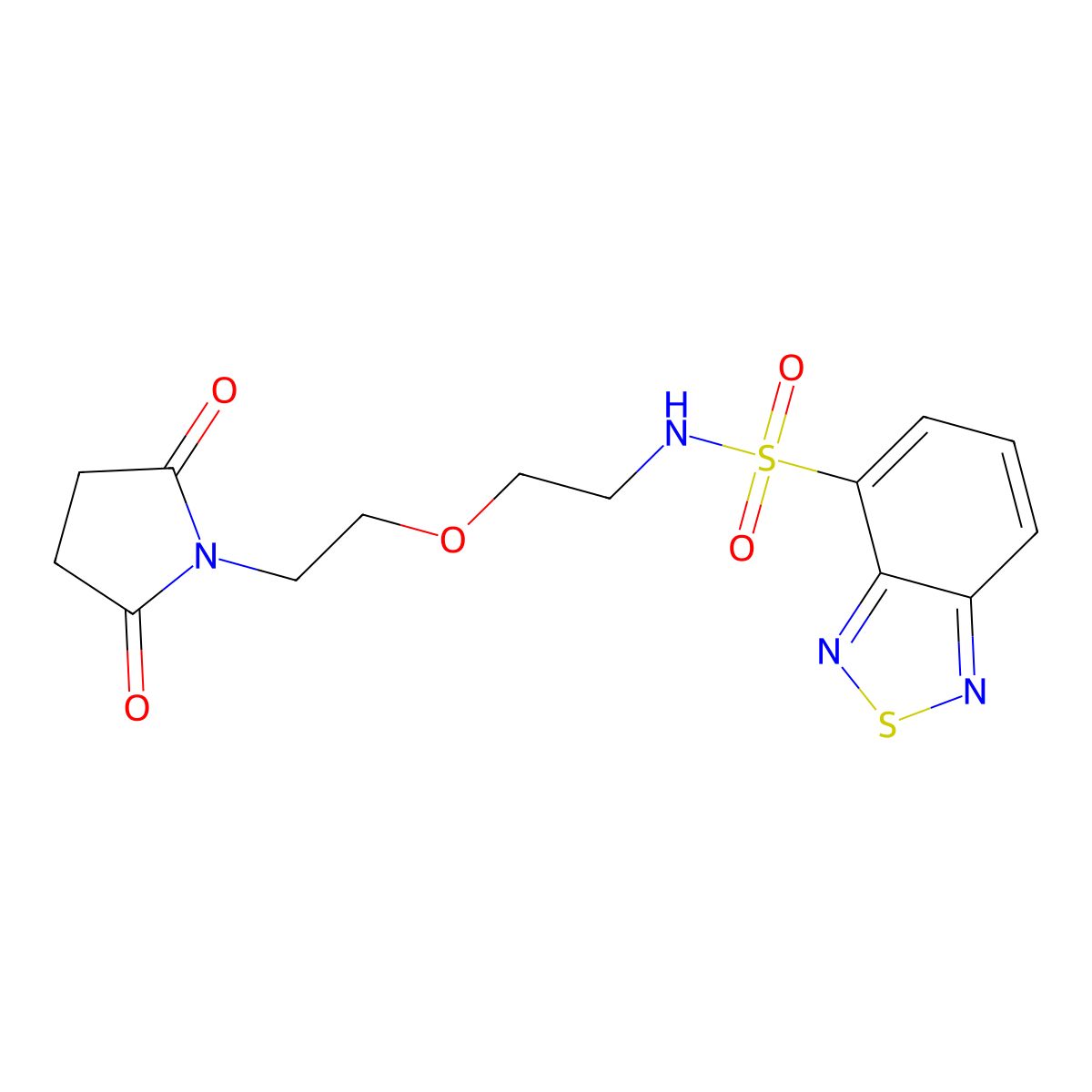 N-(2-(2-(2,5-dioxopyrrolidin-1-yl)ethoxy)ethyl)benzo[c][1,2,5]thiadiazole-4-sulfonamide molecular structure, CAS 2034205-05-3