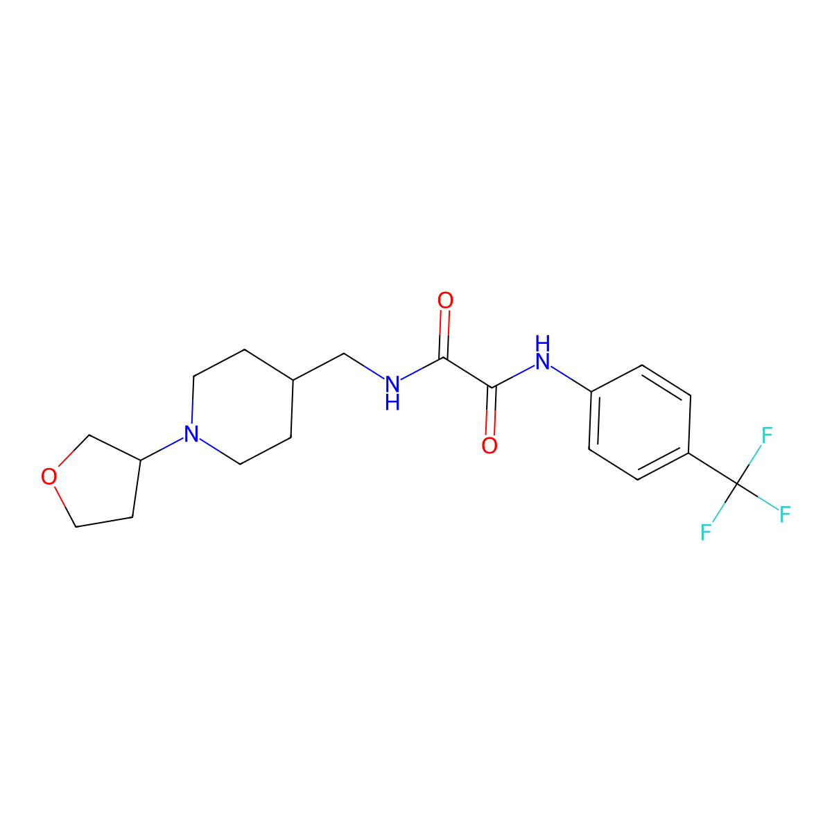 N1-((1-(tetrahydrofuran-3-yl)piperidin-4-yl)methyl)-N2-(4-(trifluoromethyl)phenyl)oxalamide molecular structure, CAS 2034205-07-5