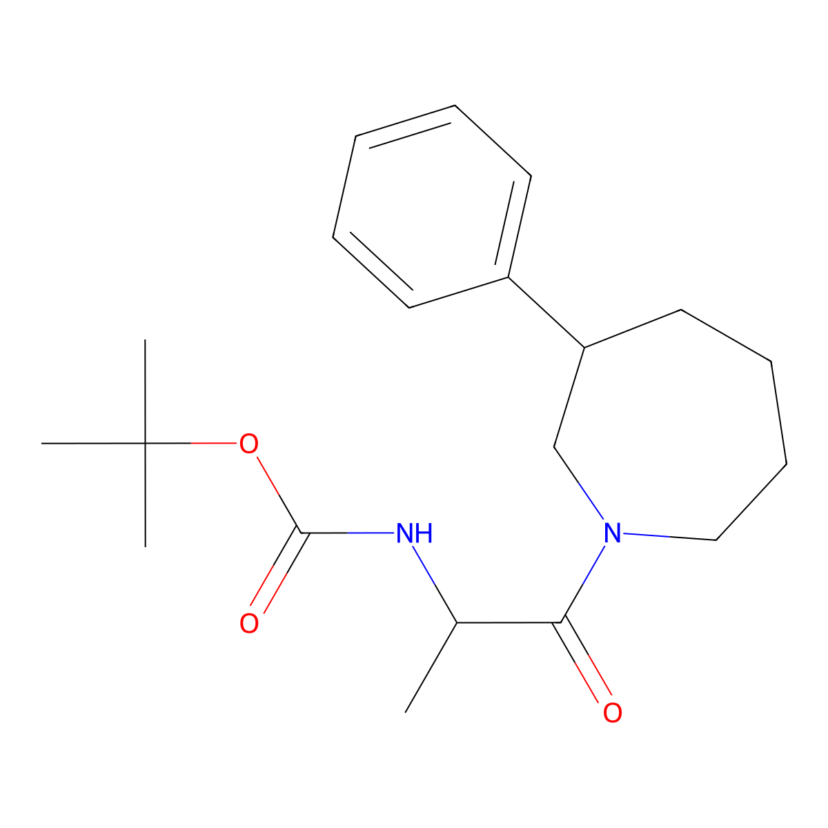 Tert-butyl (1-oxo-1-(3-phenylazepan-1-yl)propan-2-yl)carbamate molecular structure, CAS 2034205-12-2