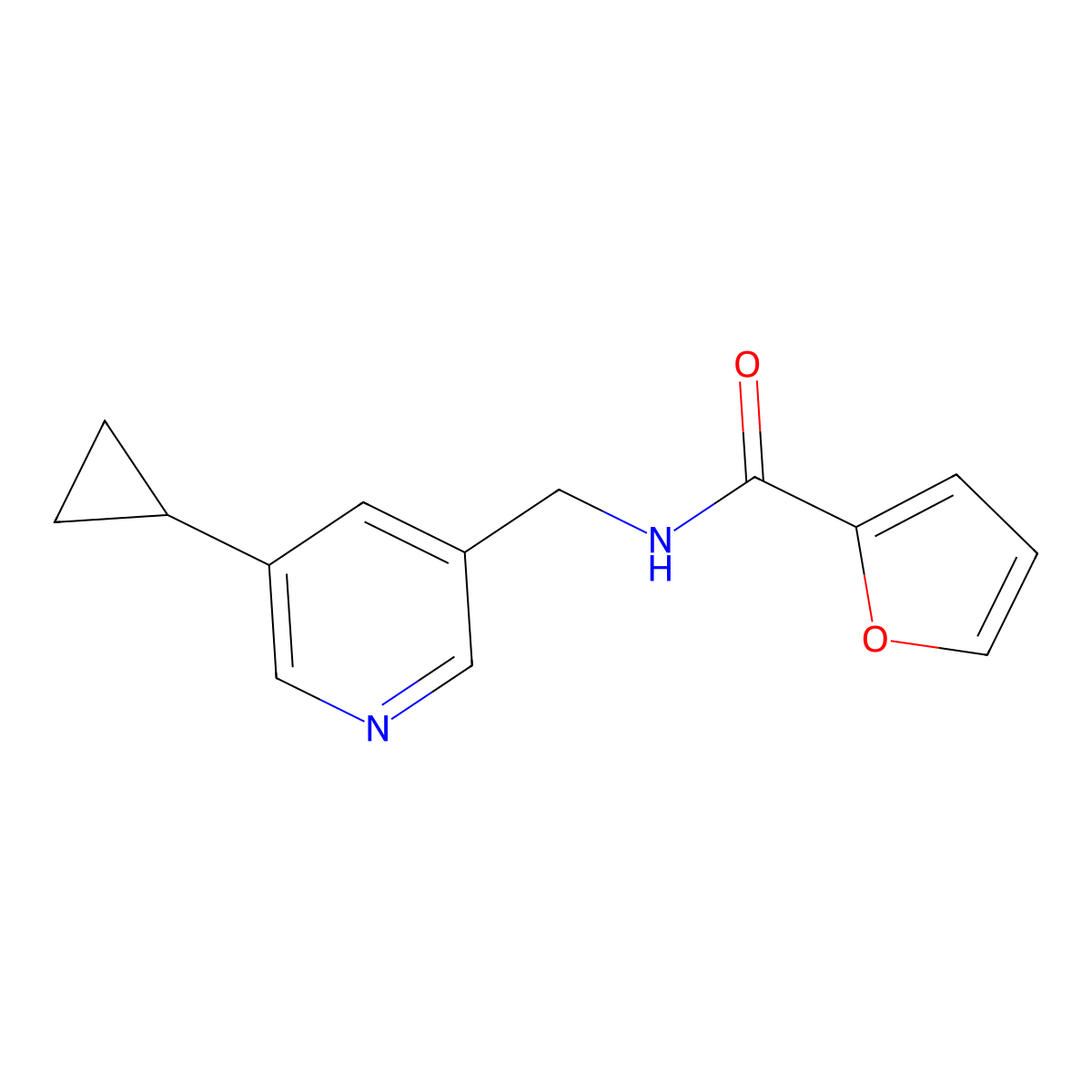 N-[(5-cyclopropylpyridin-3-yl)methyl]furan-2-carboxamide molecular structure, CAS 2034205-13-3