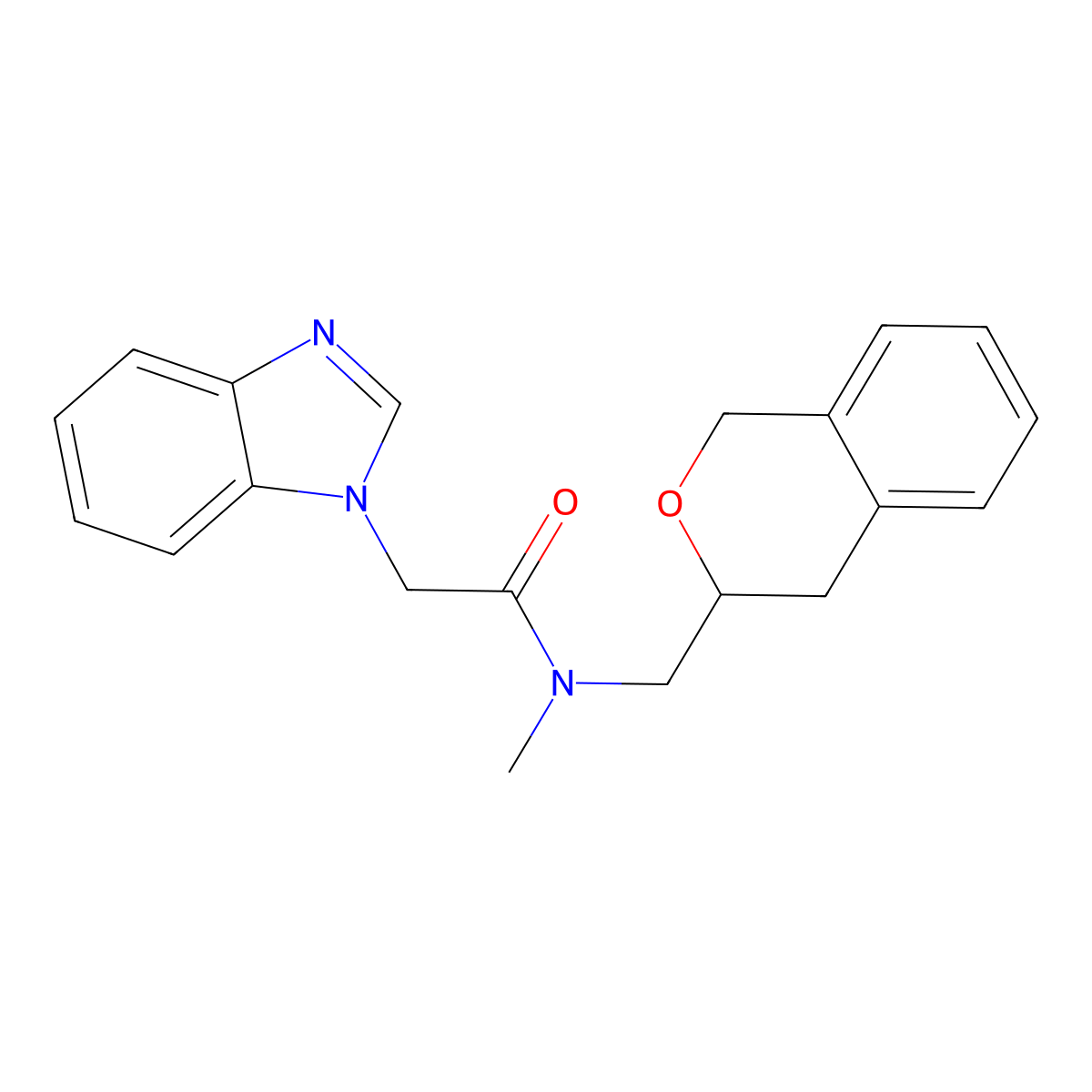 2-(1H-1,3-benzodiazol-1-yl)-N-[(3,4-dihydro-1H-2-benzopyran-3-yl)methyl]-N-methylacetamide molecular structure, CAS 2034205-15-5