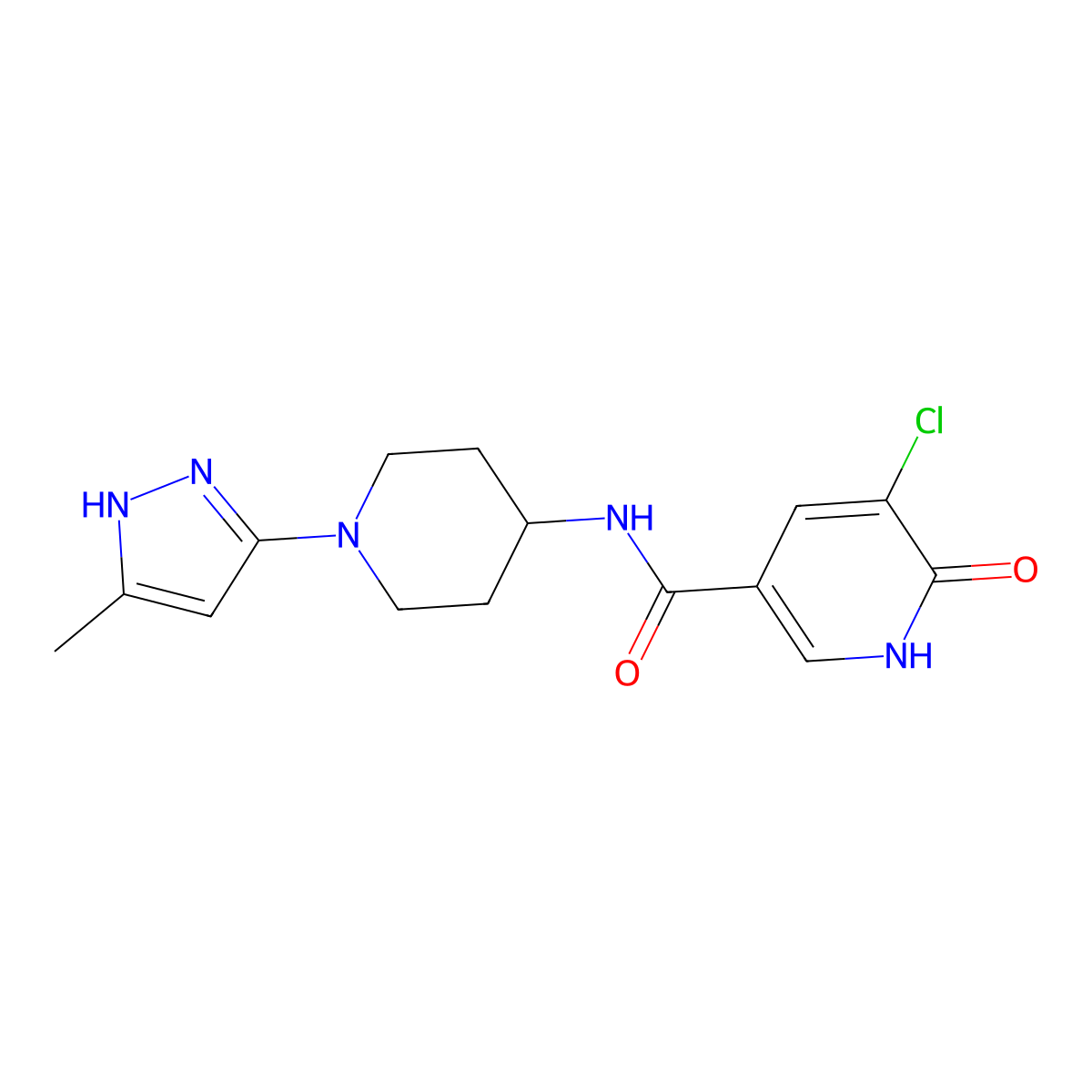 5-chloro-6-hydroxy-N-[1-(5-methyl-1H-pyrazol-3-yl)piperidin-4-yl]pyridine-3-carboxamide molecular structure, CAS 2034205-16-6