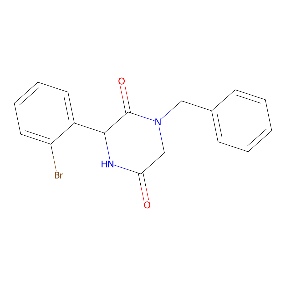 1-Benzyl-3-(2-bromophenyl)piperazine-2,5-dione molecular structure, CAS 2034205-17-7