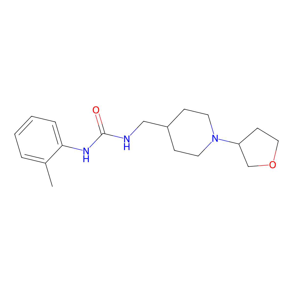 1-((1-(Tetrahydrofuran-3-yl)piperidin-4-yl)methyl)-3-(o-tolyl)urea molecular structure, CAS 2034205-18-8