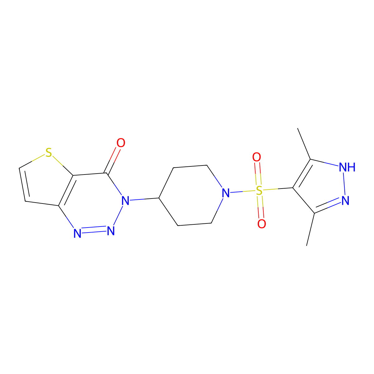 3-(1-((3,5-dimethyl-1H-pyrazol-4-yl)sulfonyl)piperidin-4-yl)thieno[3,2-d][1,2,3]triazin-4(3H)-one molecular structure, CAS 2034205-19-9