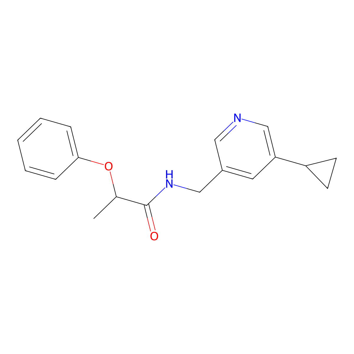 N-[(5-cyclopropylpyridin-3-yl)methyl]-2-phenoxypropanamide molecular structure, CAS 2034205-25-7