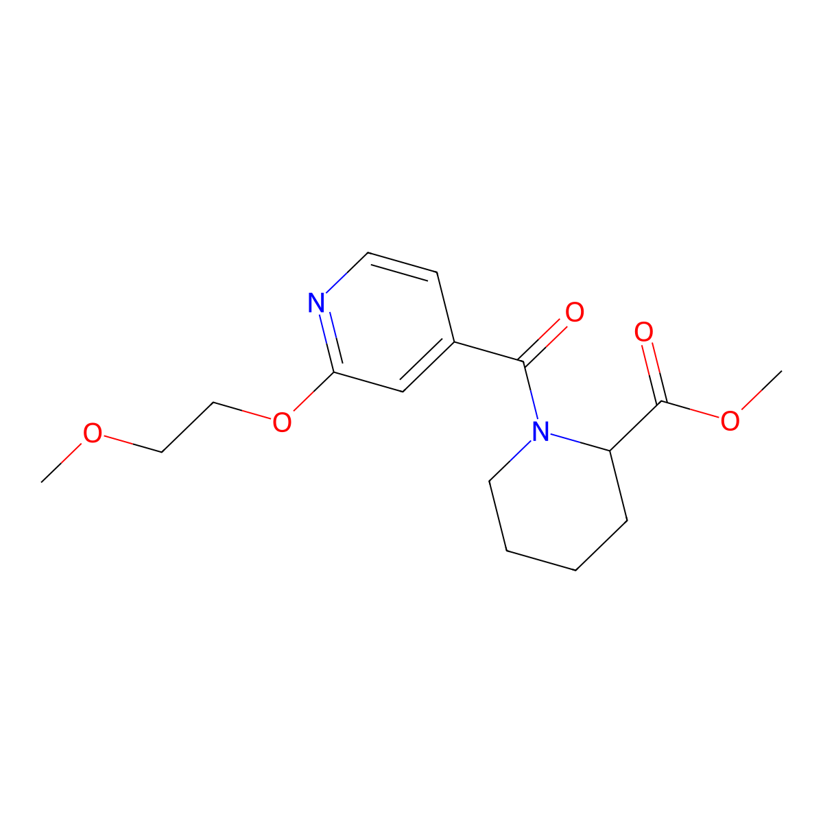 Methyl 1-(2-(2-methoxyethoxy)isonicotinoyl)piperidine-2-carboxylate molecular structure, CAS 2034205-27-9