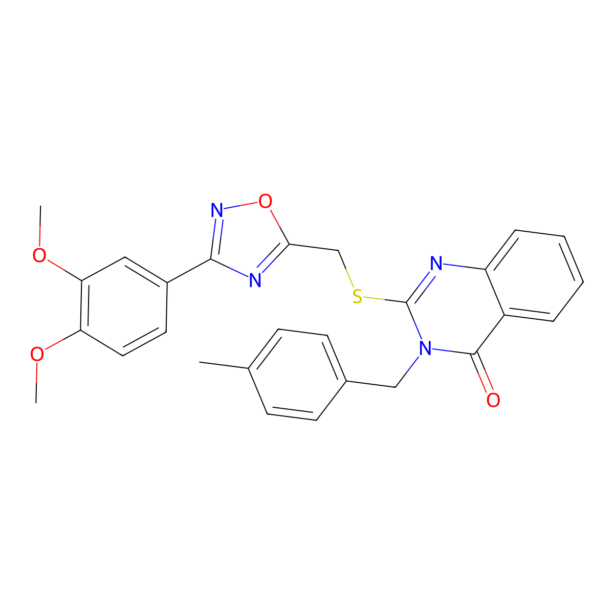 2-(((3-(3,4-dimethoxyphenyl)-1,2,4-oxadiazol-5-yl)methyl)thio)-3-(4-methylbenzyl)quinazolin-4(3H)-one molecular structure, CAS 2034205-29-1