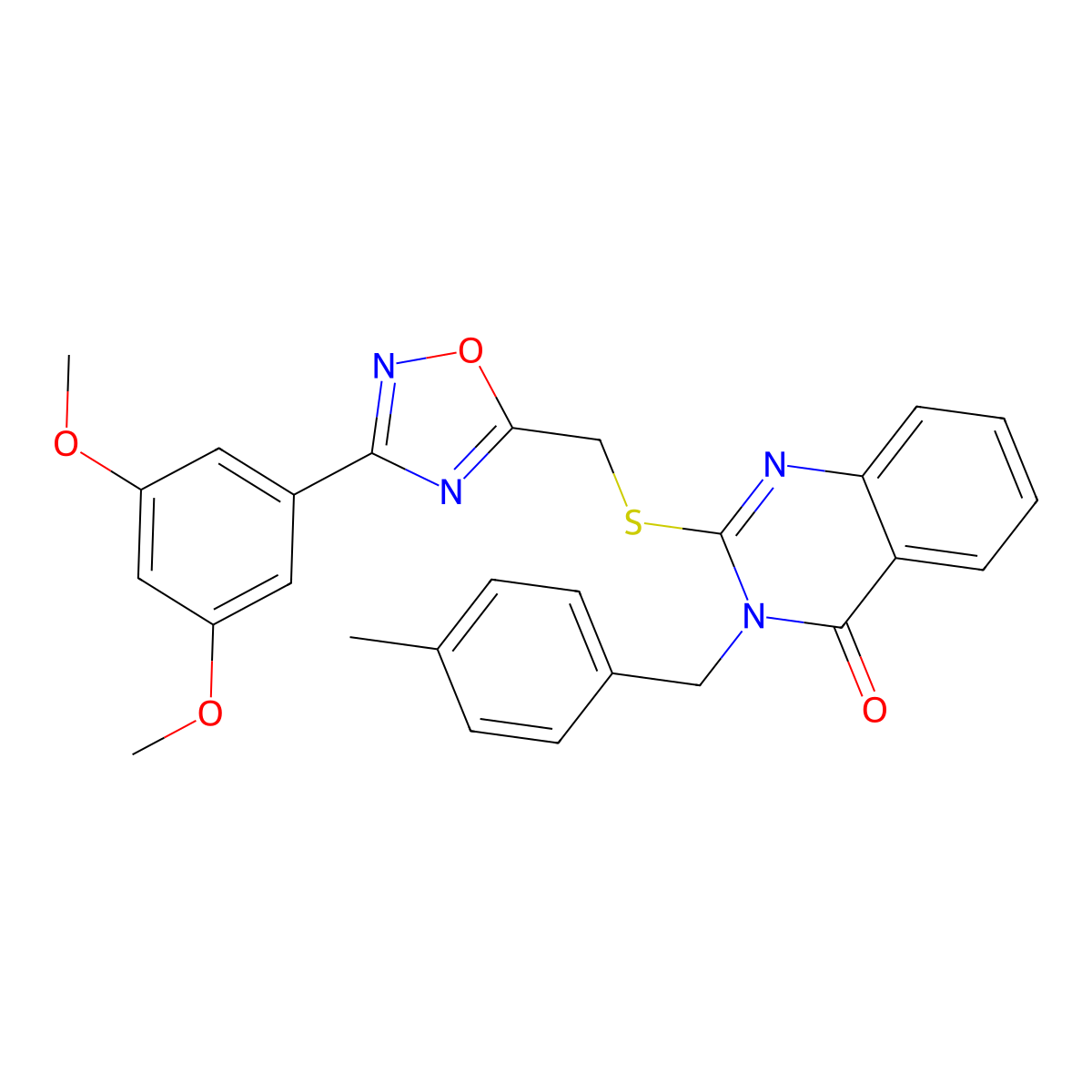 2-(((3-(3,5-dimethoxyphenyl)-1,2,4-oxadiazol-5-yl)methyl)thio)-3-(4-methylbenzyl)quinazolin-4(3H)-one molecular structure, CAS 2034205-35-9
