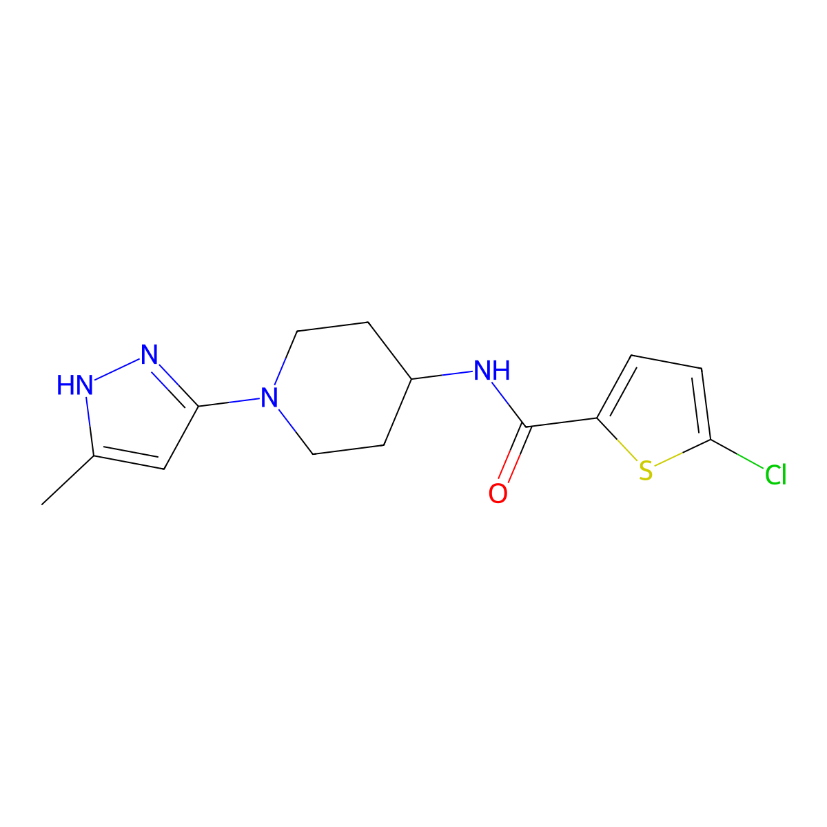 5-chloro-N-[1-(5-methyl-1H-pyrazol-3-yl)piperidin-4-yl]thiophene-2-carboxamide molecular structure, CAS 2034205-39-3