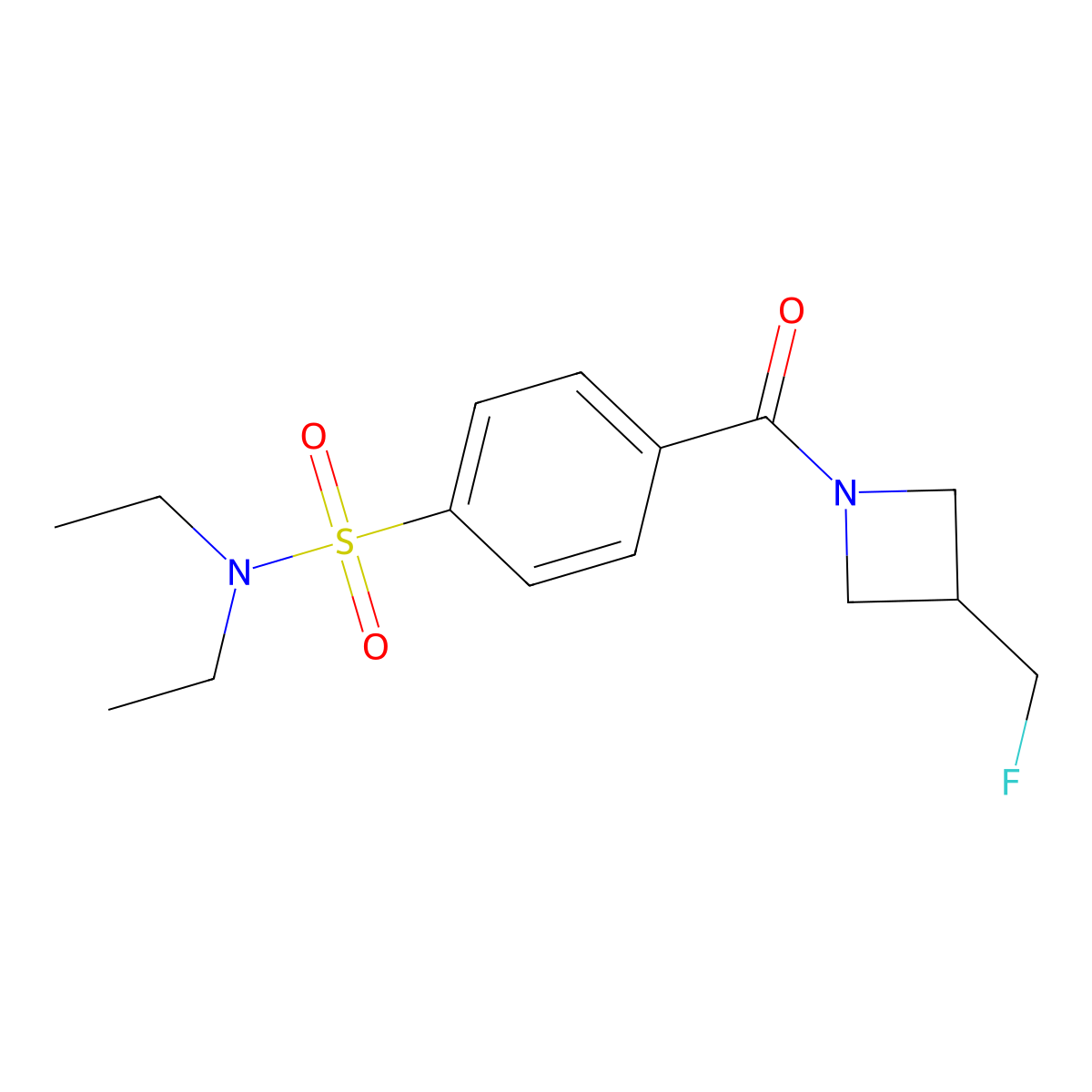 N,N-diethyl-4-(3-(fluoromethyl)azetidine-1-carbonyl)benzenesulfonamide molecular structure, CAS 2034205-50-8