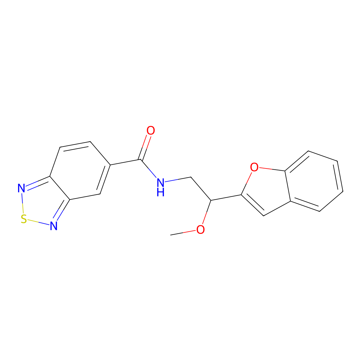 N-(2-(benzofuran-2-yl)-2-methoxyethyl)benzo[c][1,2,5]thiadiazole-5-carboxamide molecular structure, CAS 2034205-67-7