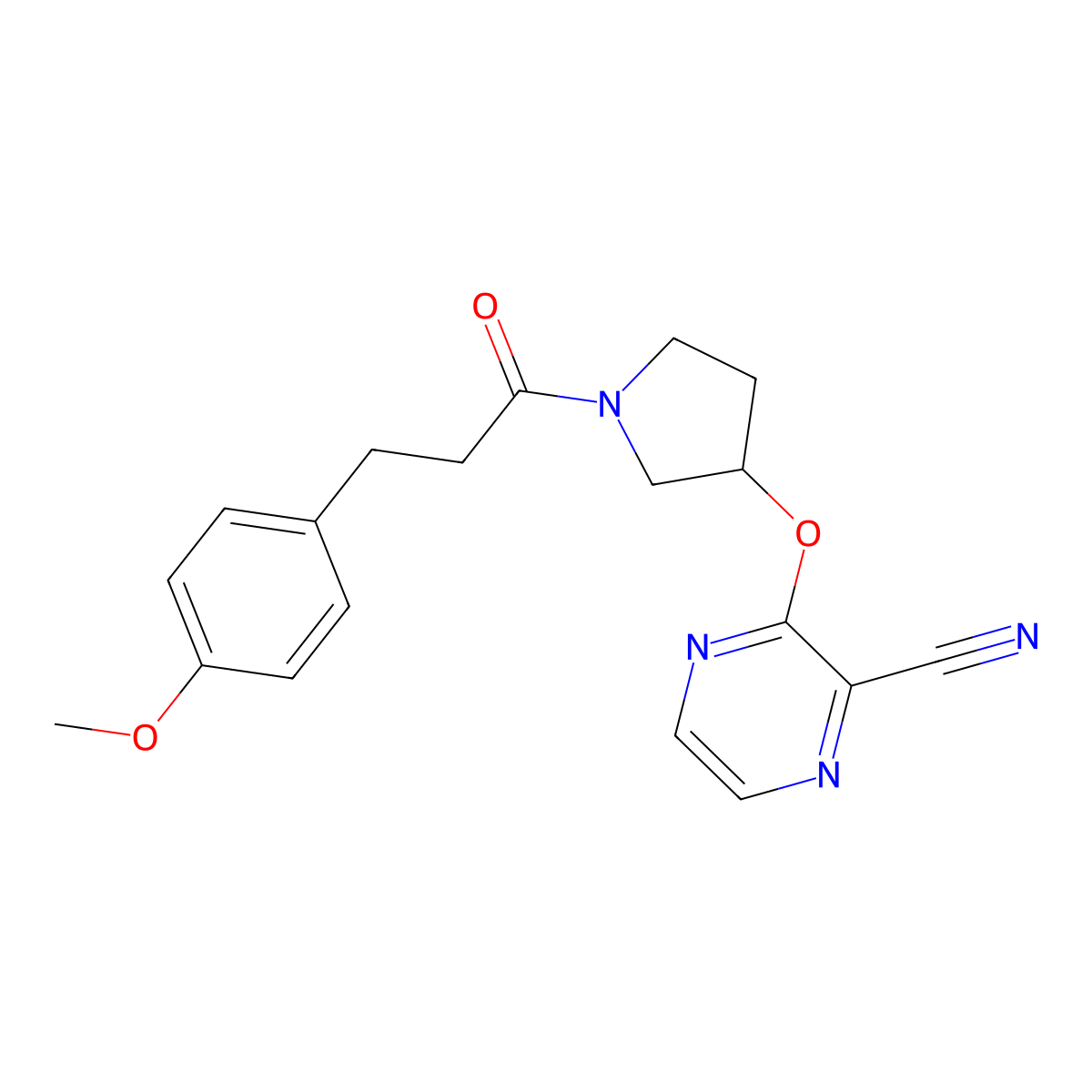 3-({1-[3-(4-Methoxyphenyl)propanoyl]pyrrolidin-3-yl}oxy)pyrazine-2-carbonitrile molecular structure, CAS 2034205-68-8