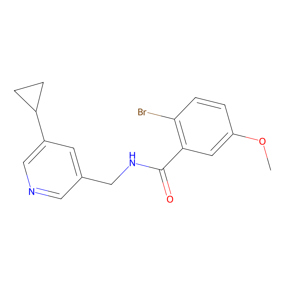 2-bromo-N-[(5-cyclopropylpyridin-3-yl)methyl]-5-methoxybenzamide molecular structure, CAS 2034206-29-4