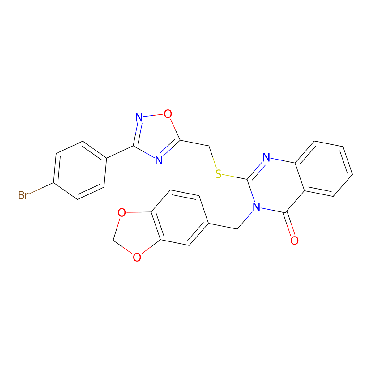 3-(benzo[d][1,3]dioxol-5-ylmethyl)-2-(((3-(4-bromophenyl)-1,2,4-oxadiazol-5-yl)methyl)thio)quinazolin-4(3H)-one molecular structure, CAS 2034206-30-7