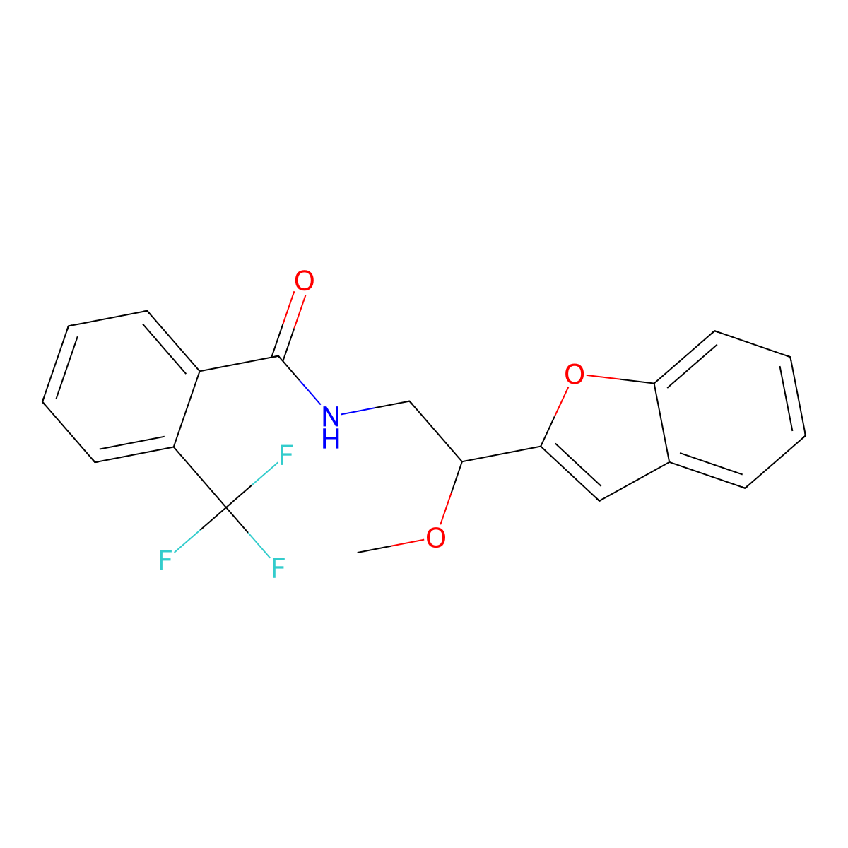 N-(2-(benzofuran-2-yl)-2-methoxyethyl)-2-(trifluoromethyl)benzamide molecular structure, CAS 2034206-32-9
