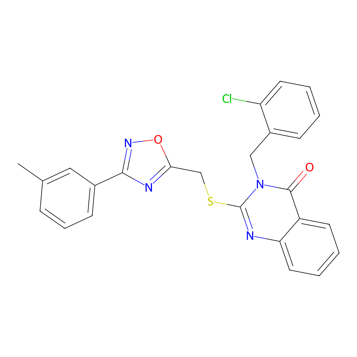 3-(2-chlorobenzyl)-2-(((3-(m-tolyl)-1,2,4-oxadiazol-5-yl)methyl)thio)quinazolin-4(3H)-one molecular structure, CAS 2034206-38-5