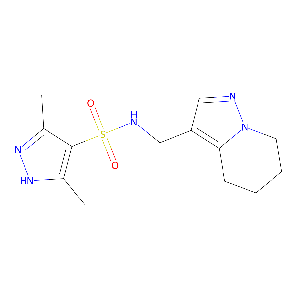 3,5-Dimethyl-N-(4,5,6,7-tetrahydropyrazolo[1,5-a]pyridin-3-ylmethyl)-1H-pyrazole-4-sulfonamide molecular structure, CAS 2034206-40-9