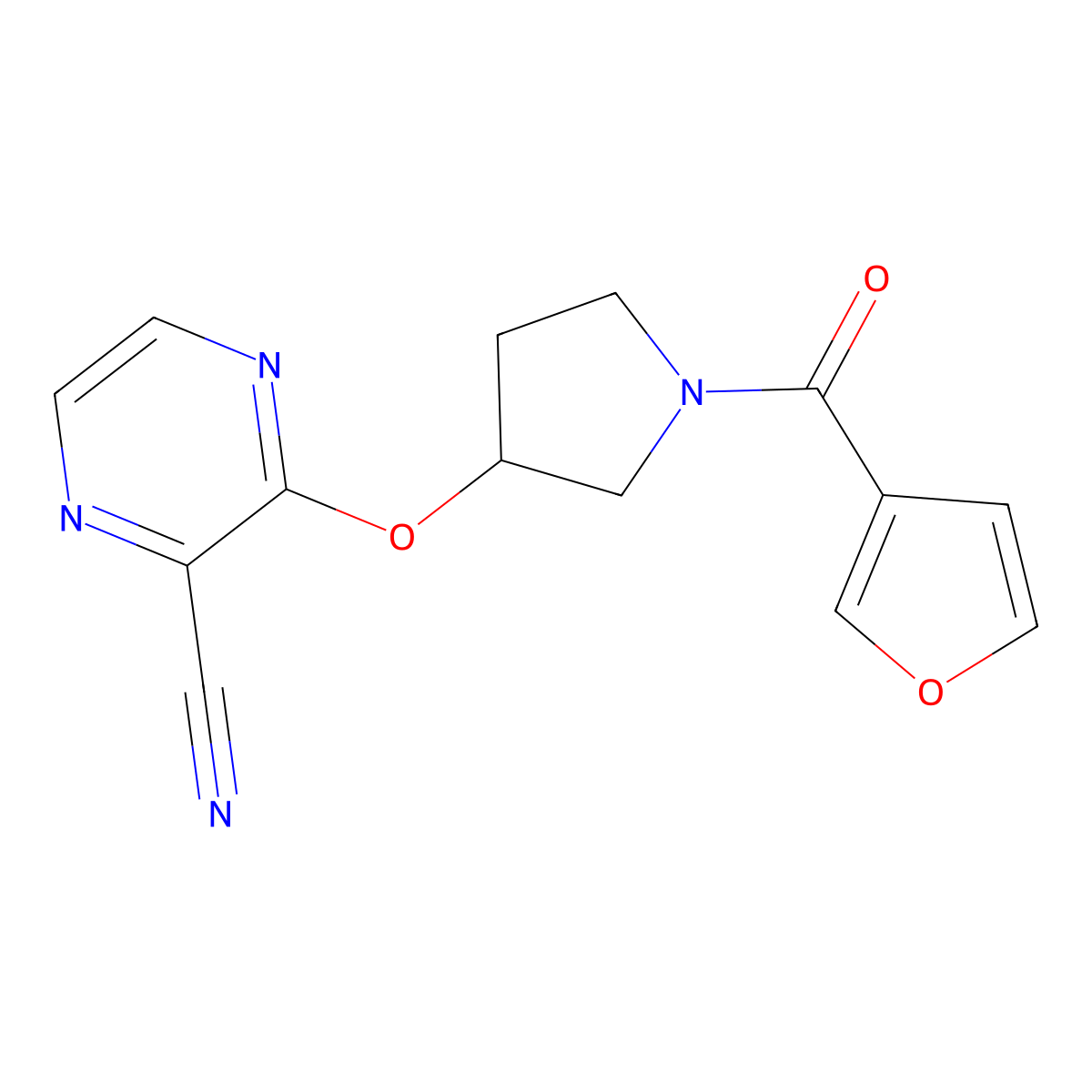 3-((1-(Furan-3-carbonyl)pyrrolidin-3-yl)oxy)pyrazine-2-carbonitrile molecular structure, CAS 2034206-51-2