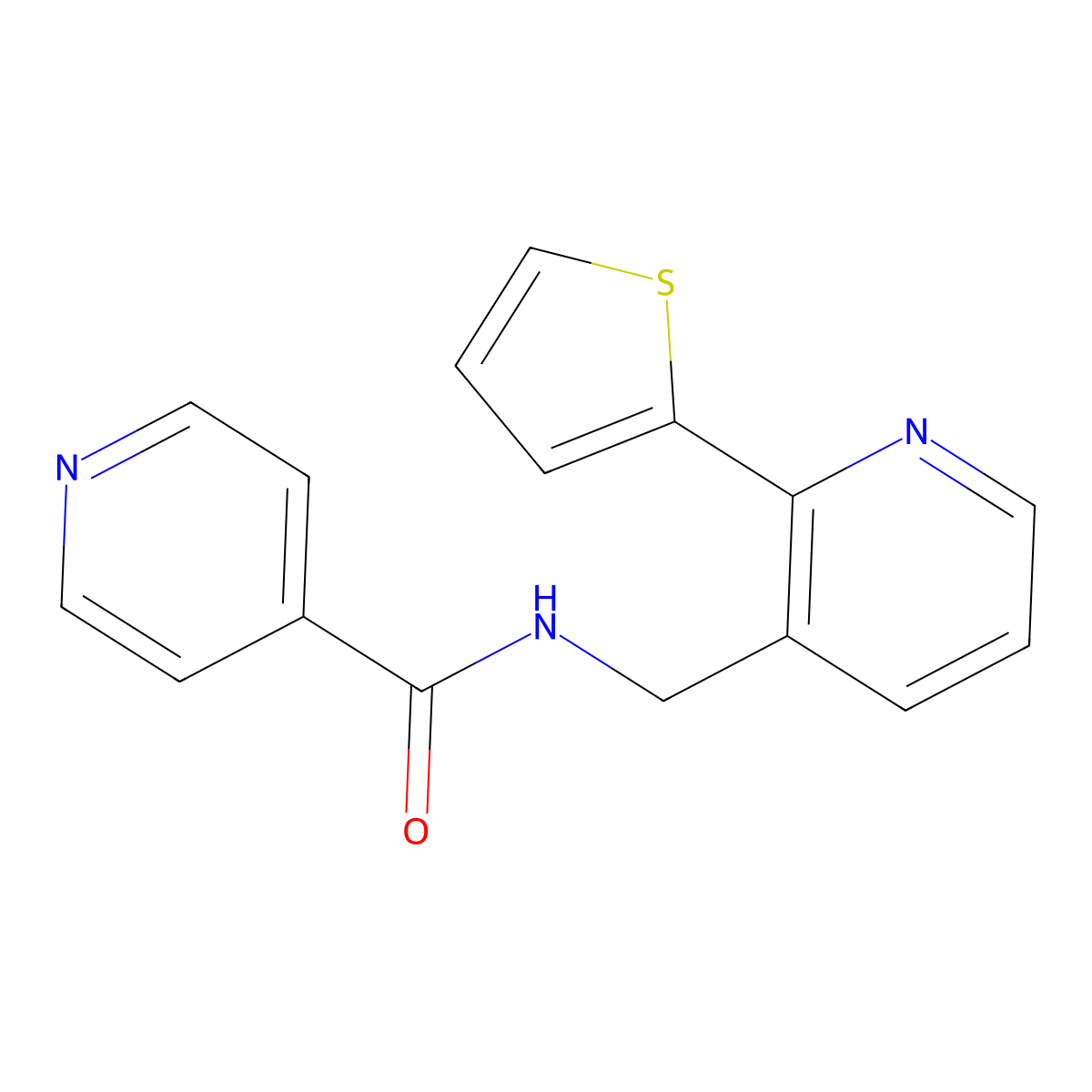 N-((2-(thiophen-2-yl)pyridin-3-yl)methyl)isonicotinamide molecular structure, CAS 2034206-58-9