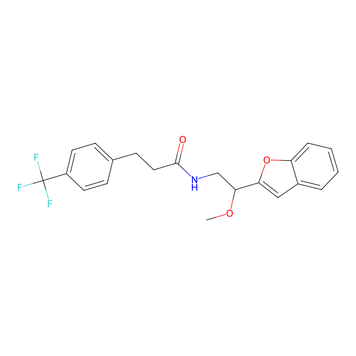 N-(2-(benzofuran-2-yl)-2-methoxyethyl)-3-(4-(trifluoromethyl)phenyl)propanamide molecular structure, CAS 2034206-65-8