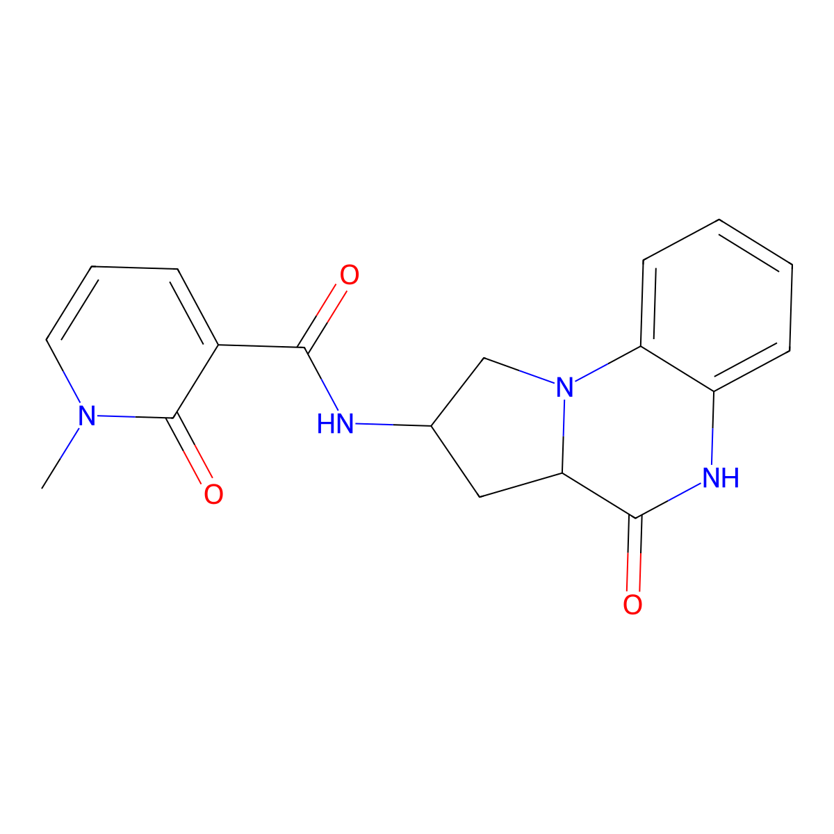 1-methyl-2-oxo-N-(4-oxo-1,2,3,3a,4,5-hexahydropyrrolo[1,2-a]quinoxalin-2-yl)-1,2-dihydropyridine-3-carboxamide molecular structure, CAS 2034206-68-1