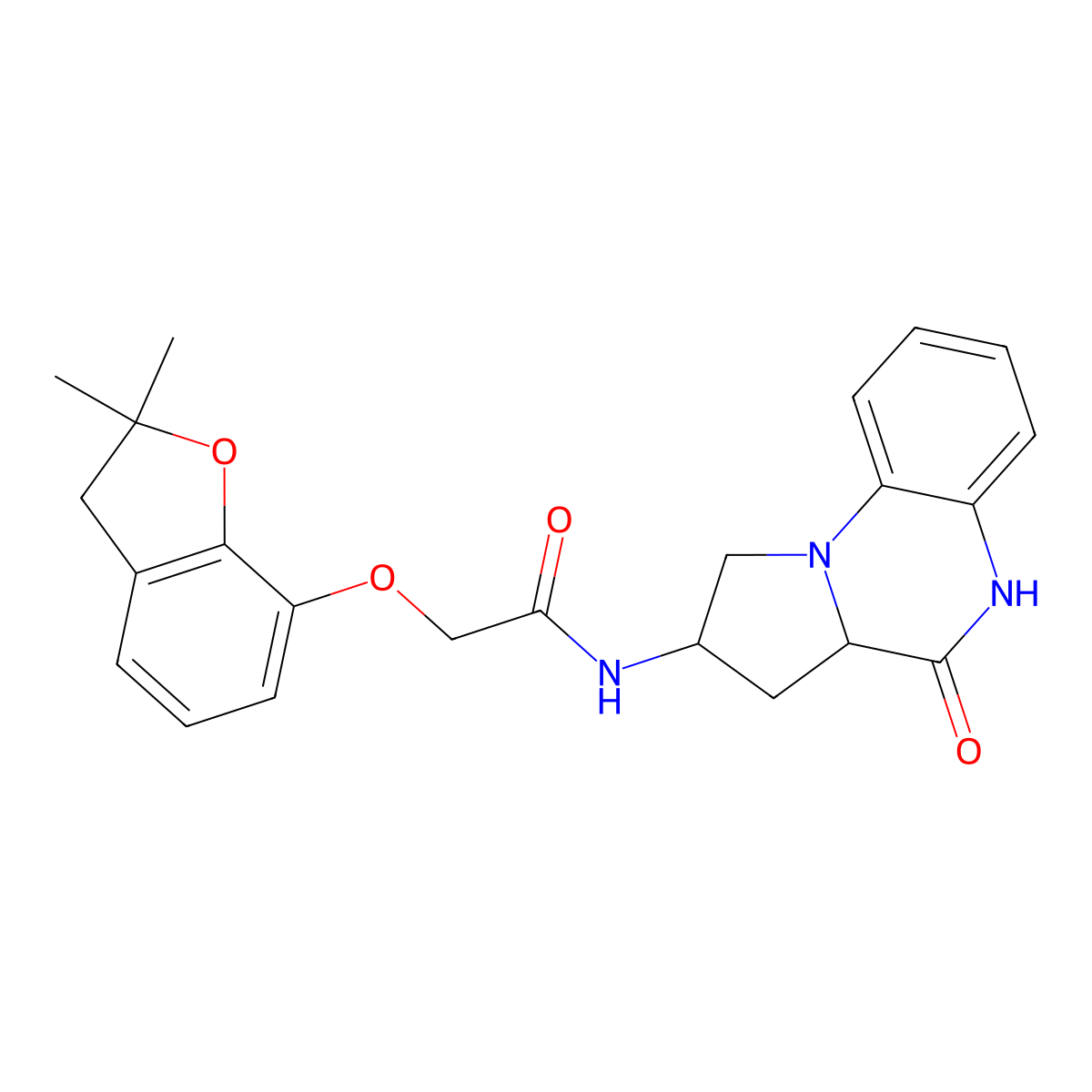 2-((2,2-dimethyl-2,3-dihydrobenzofuran-7-yl)oxy)-N-(4-oxo-1,2,3,3a,4,5-hexahydropyrrolo[1,2-a]quinoxalin-2-yl)acetamide molecular structure, CAS 2034206-72-7