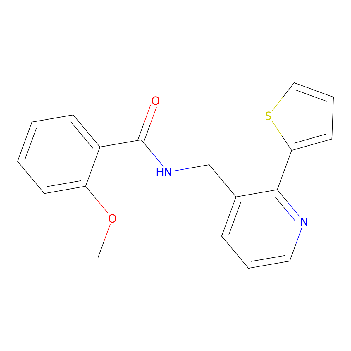 2-methoxy-N-((2-(thiophen-2-yl)pyridin-3-yl)methyl)benzamide molecular structure, CAS 2034206-76-1