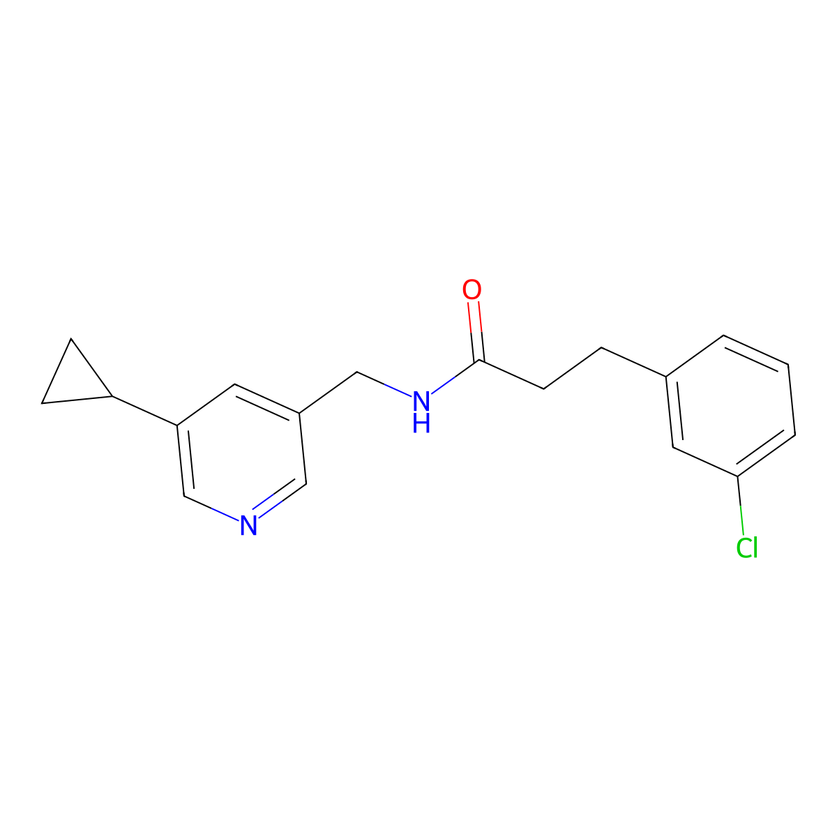 3-(3-chlorophenyl)-N-[(5-cyclopropylpyridin-3-yl)methyl]propanamide molecular structure, CAS 2034206-77-2