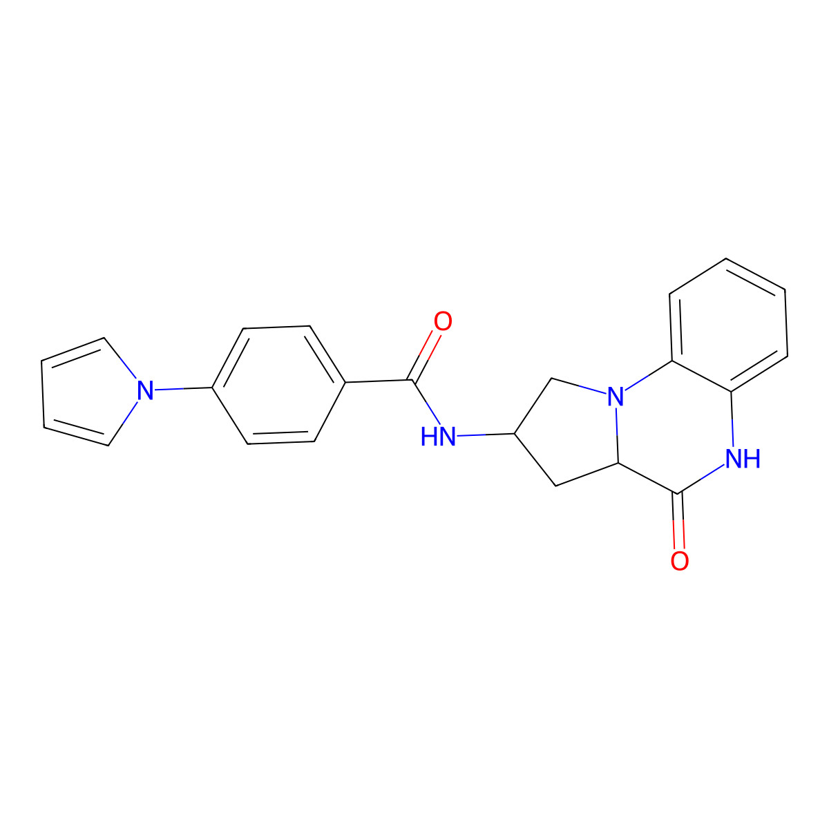 N-(4-oxo-1,2,3,3a,4,5-hexahydropyrrolo[1,2-a]quinoxalin-2-yl)-4-(1H-pyrrol-1-yl)benzamide molecular structure, CAS 2034206-78-3