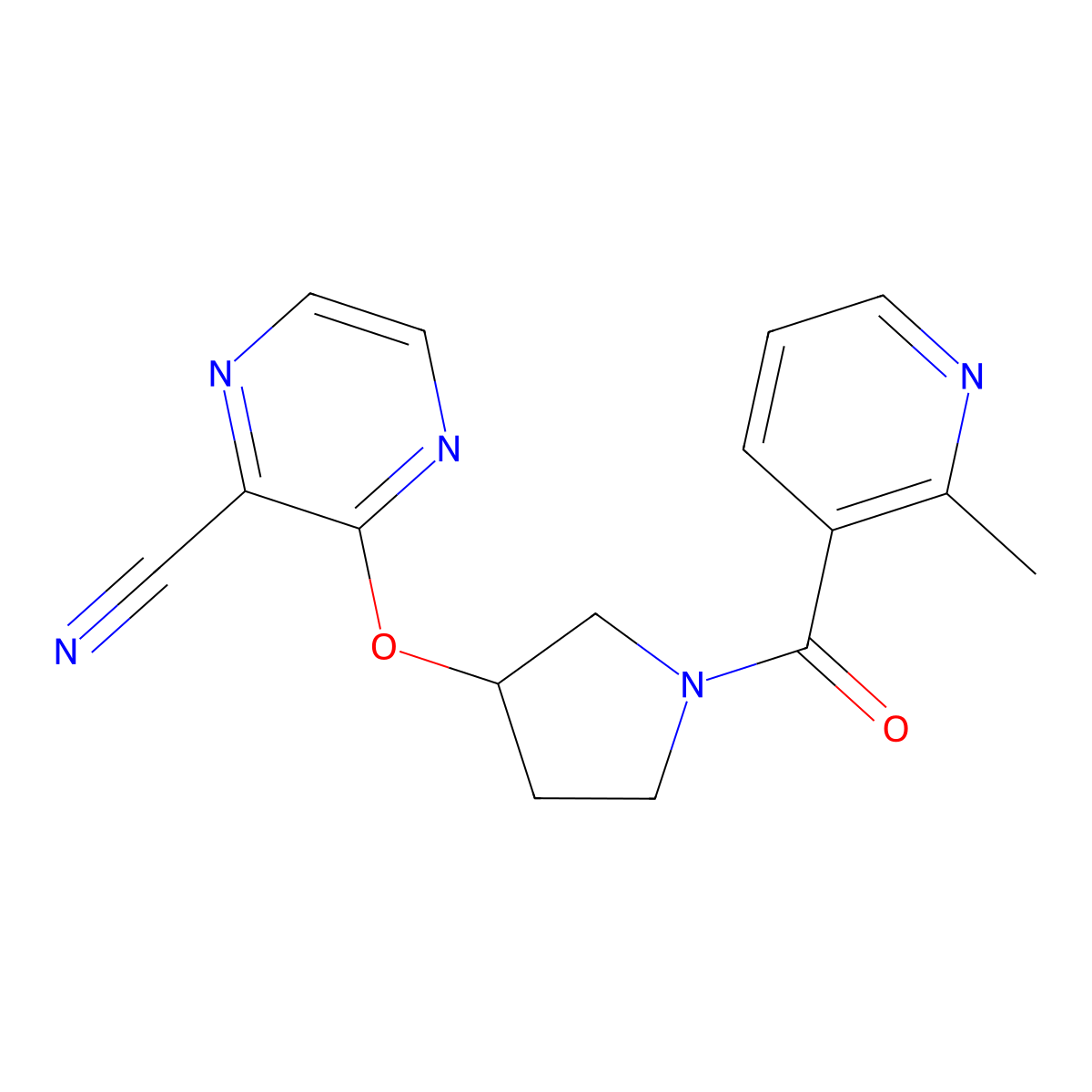 3-((1-(2-Methylnicotinoyl)pyrrolidin-3-yl)oxy)pyrazine-2-carbonitrile molecular structure, CAS 2034206-82-9