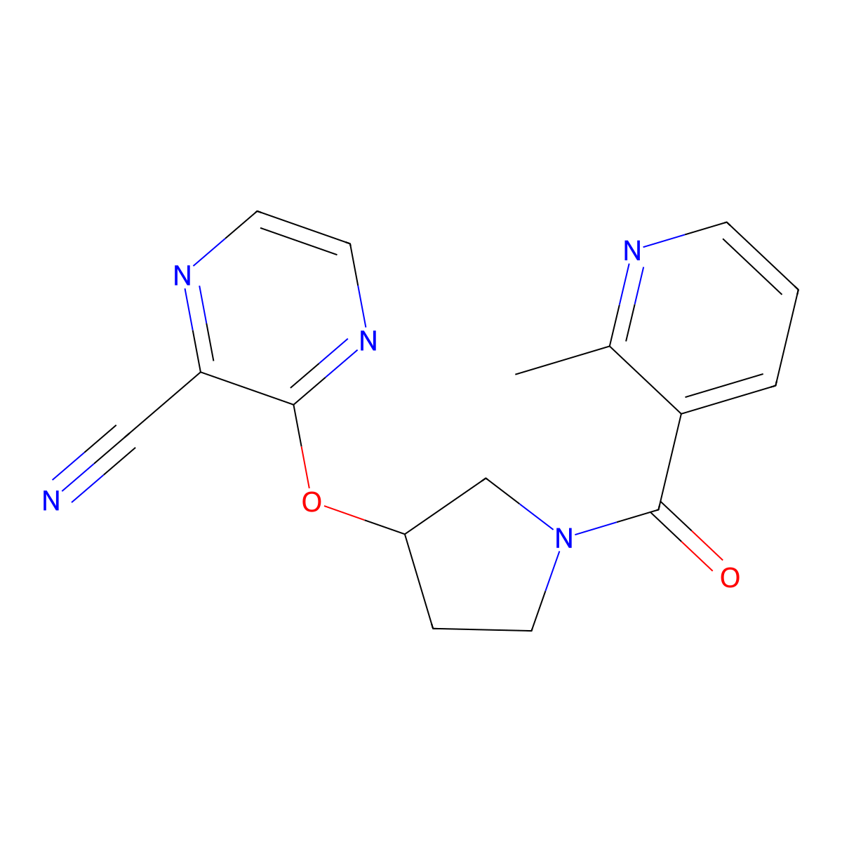 3-((1-(2-Methylnicotinoyl)pyrrolidin-3-yl)oxy)pyrazine-2-carbonitrile molecular structure, CAS 2034206-82-9