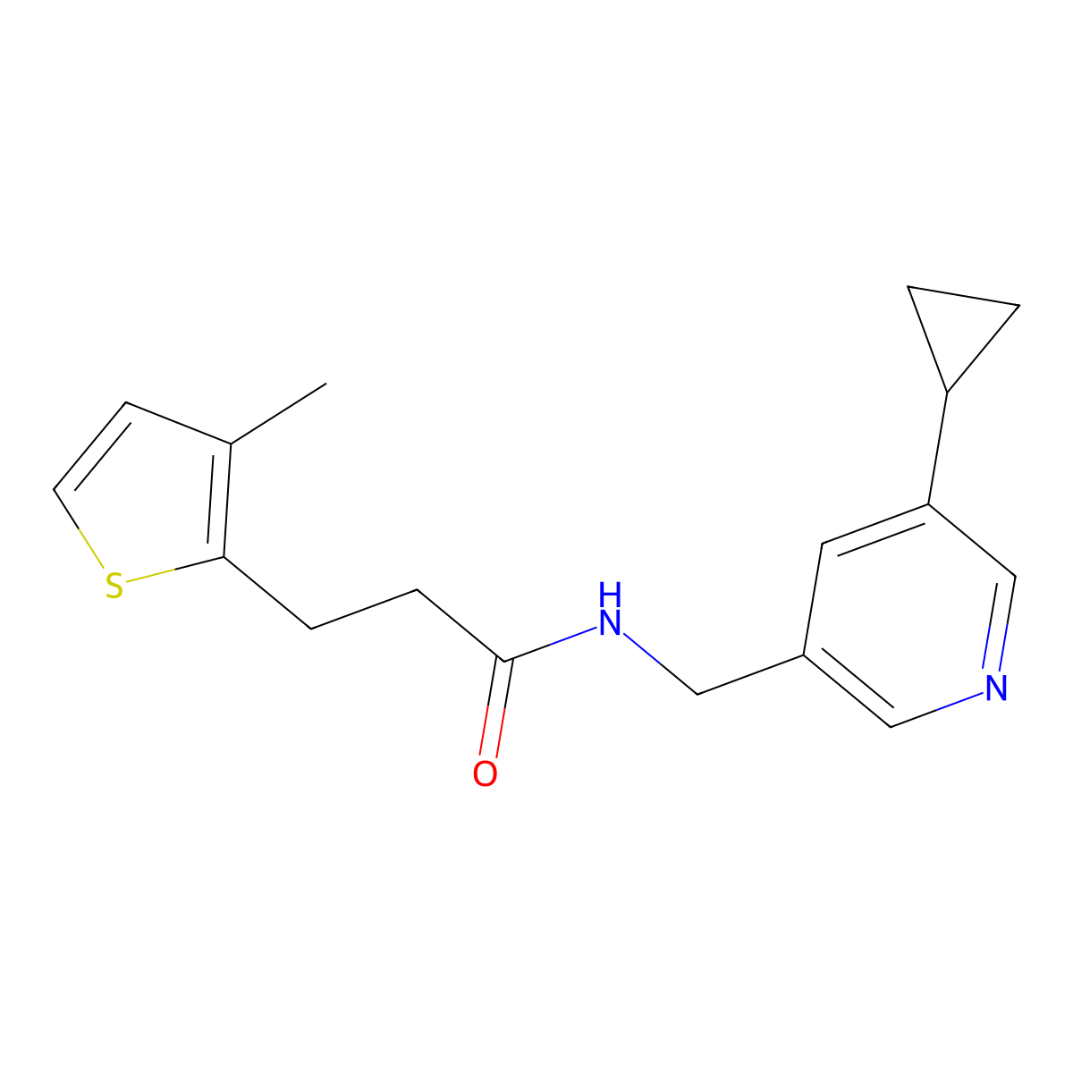 N-[(5-cyclopropylpyridin-3-yl)methyl]-3-(3-methylthiophen-2-yl)propanamide molecular structure, CAS 2034206-89-6