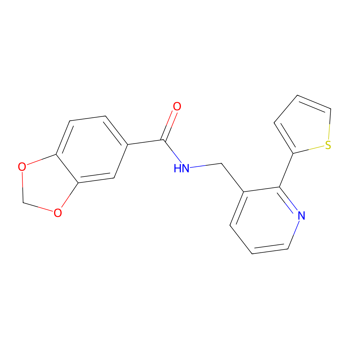 N-((2-(thiophen-2-yl)pyridin-3-yl)methyl)benzo[d][1,3]dioxole-5-carboxamide molecular structure, CAS 2034206-94-3