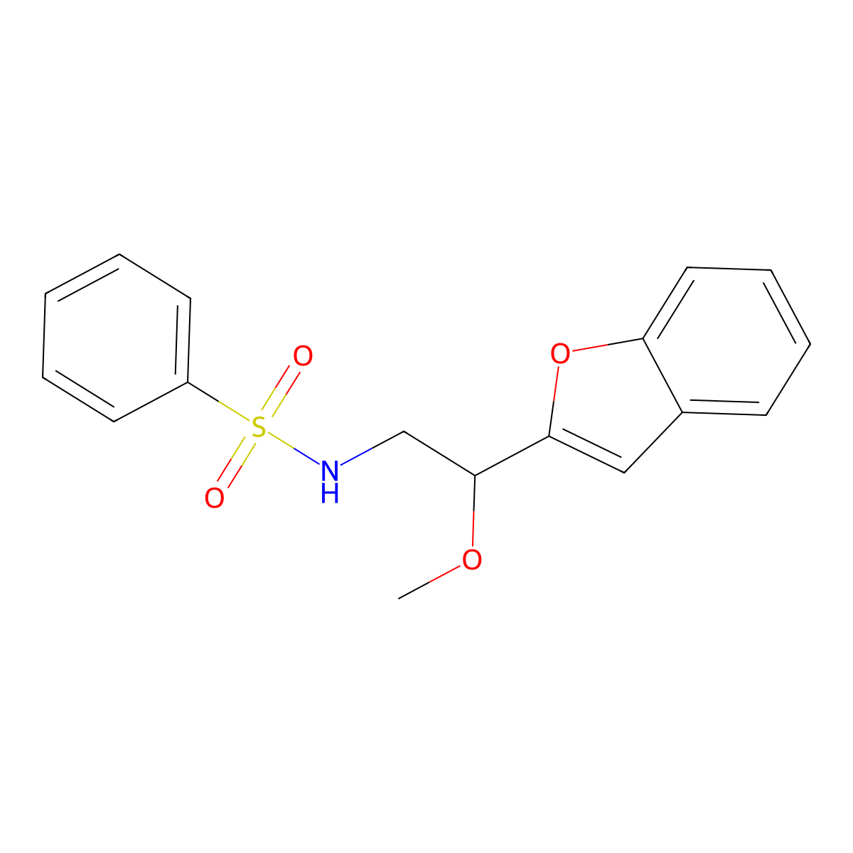 N-(2-(benzofuran-2-yl)-2-methoxyethyl)benzenesulfonamide molecular structure, CAS 2034206-98-7