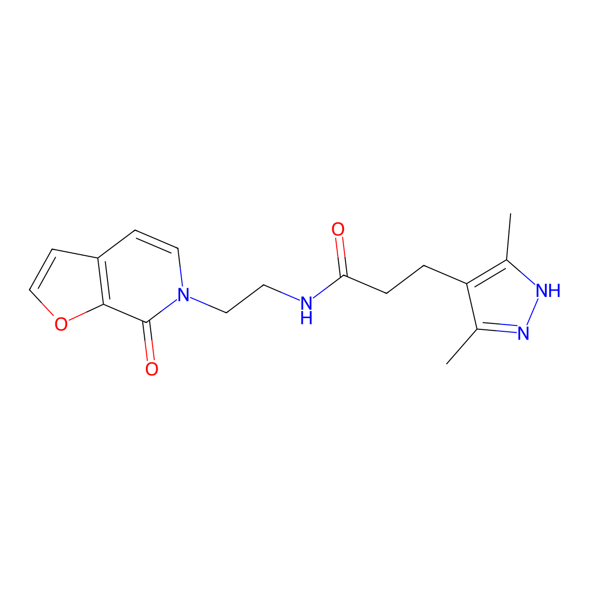 3-(3,5-dimethyl-1H-pyrazol-4-yl)-N-(2-(7-oxofuro[2,3-c]pyridin-6(7H)-yl)ethyl)propanamide molecular structure, CAS 2034207-00-4