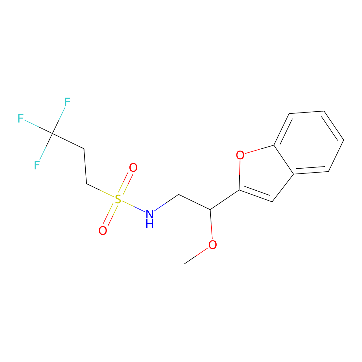 N-(2-(benzofuran-2-yl)-2-methoxyethyl)-3,3,3-trifluoropropane-1-sulfonamide molecular structure, CAS 2034207-04-8