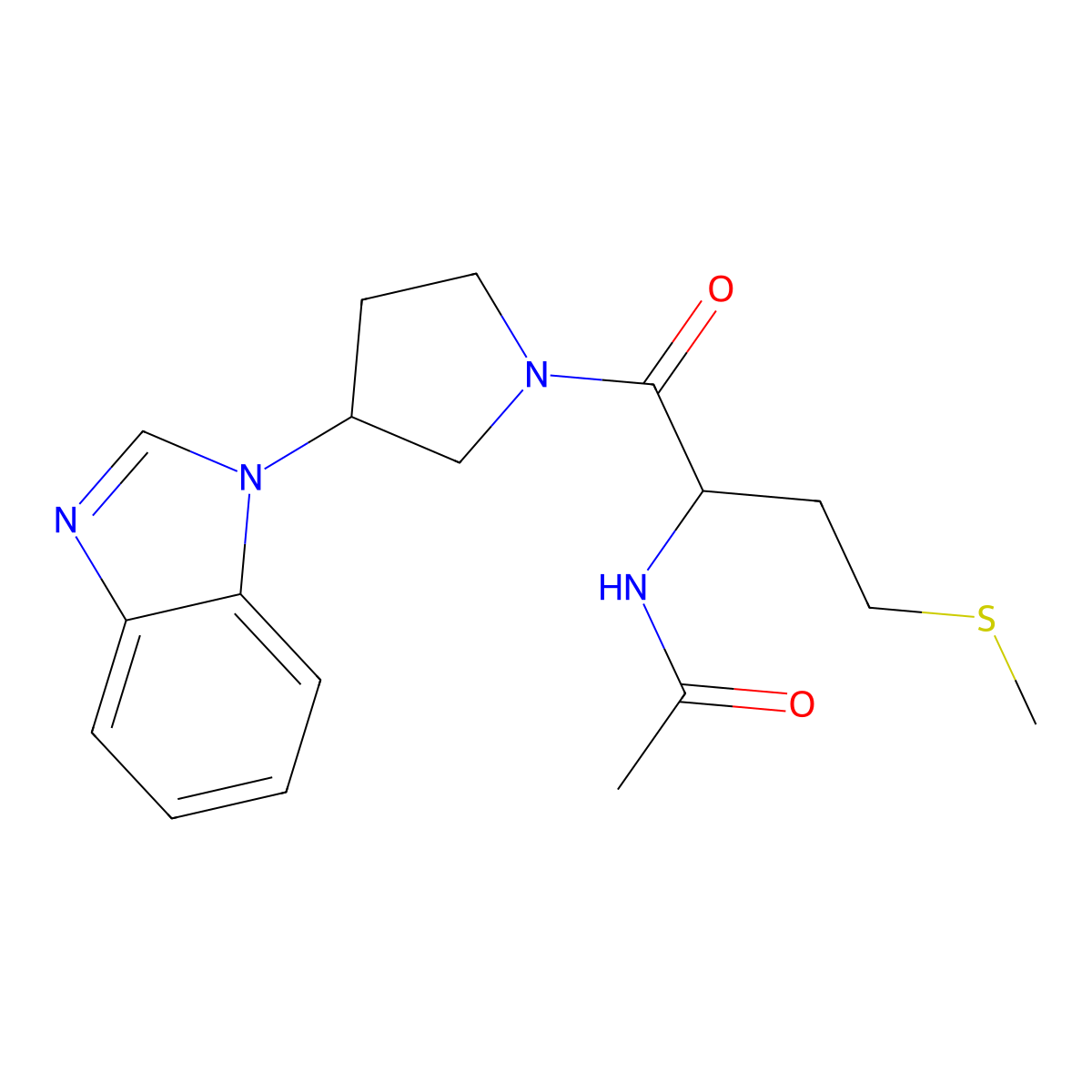 N-(1-(3-(1H-benzo[d]imidazol-1-yl)pyrrolidin-1-yl)-4-(methylthio)-1-oxobutan-2-yl)acetamide molecular structure, CAS 2034207-06-0