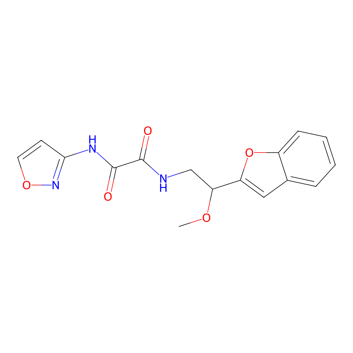N1-(2-(benzofuran-2-yl)-2-methoxyethyl)-N2-(isoxazol-3-yl)oxalamide molecular structure, CAS 2034207-16-2