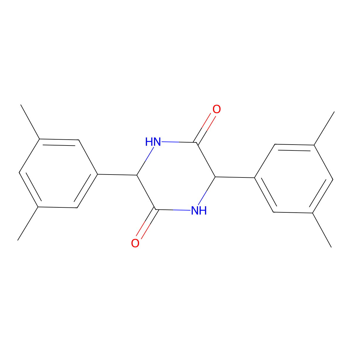 3,6-Bis(3,5-dimethylphenyl)piperazine-2,5-dione molecular structure, CAS 2034207-19-5