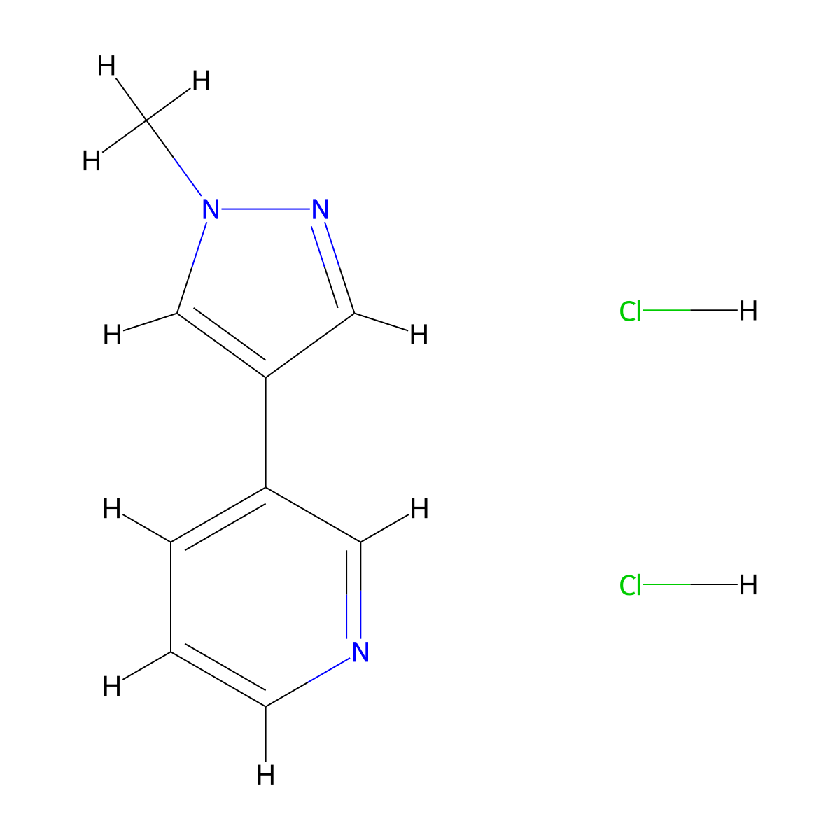 3-(1-methyl-1H-pyrazol-4-yl)pyridine dihydrochloride molecular structure, CAS 2034207-22-0