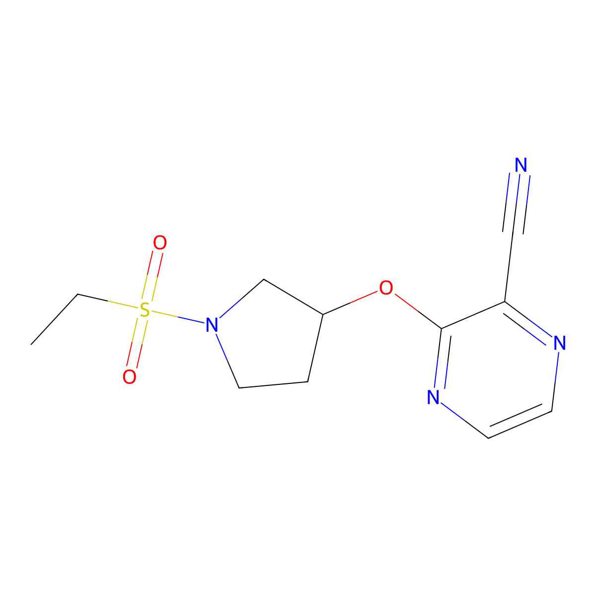 3-((1-(Ethylsulfonyl)pyrrolidin-3-yl)oxy)pyrazine-2-carbonitrile molecular structure, CAS 2034207-23-1