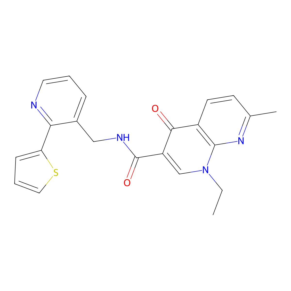 1-ethyl-7-methyl-4-oxo-N-((2-(thiophen-2-yl)pyridin-3-yl)methyl)-1,4-dihydro-1,8-naphthyridine-3-carboxamide molecular structure, CAS 2034207-24-2