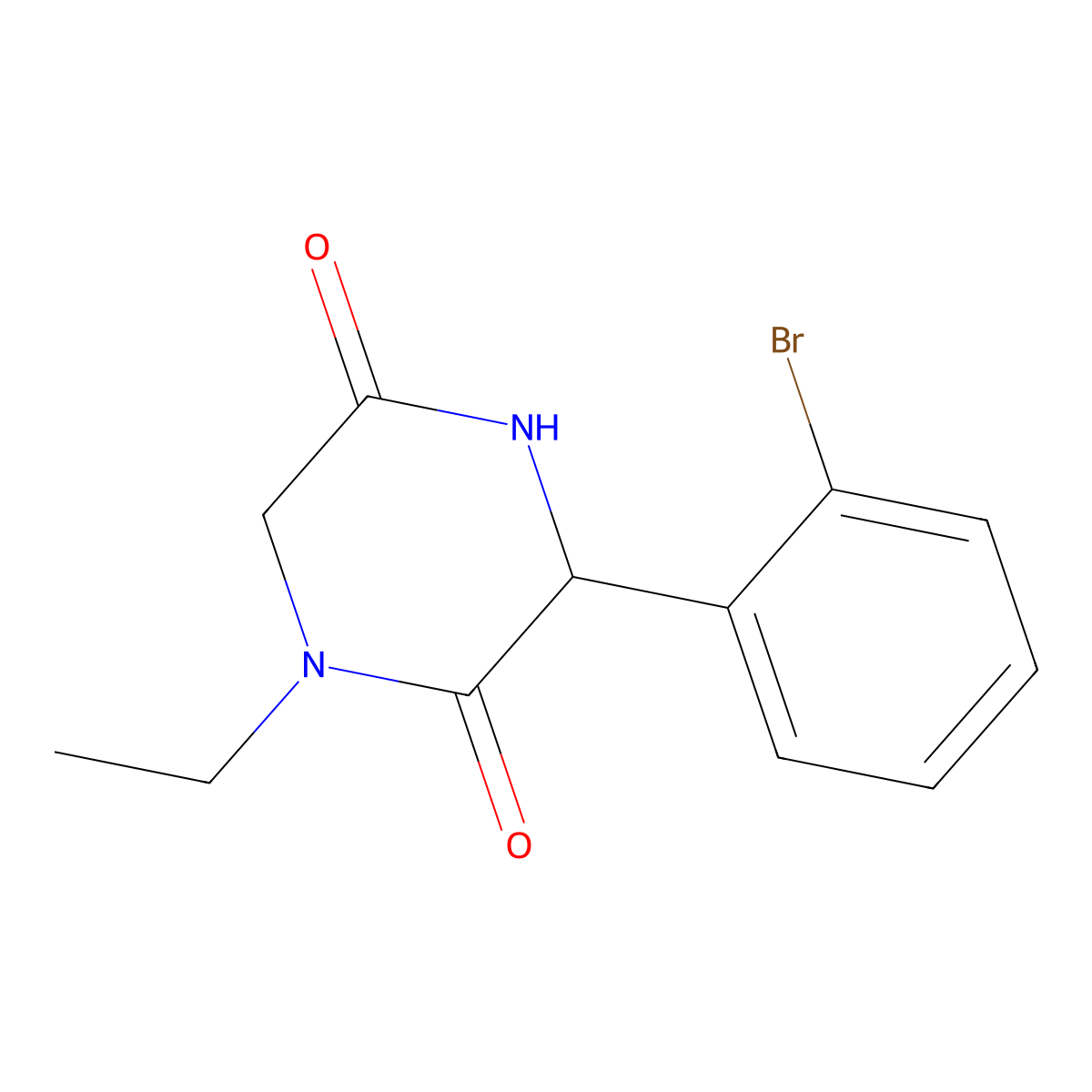 3-(2-Bromophenyl)-1-ethylpiperazine-2,5-dione molecular structure, CAS 2034207-27-5