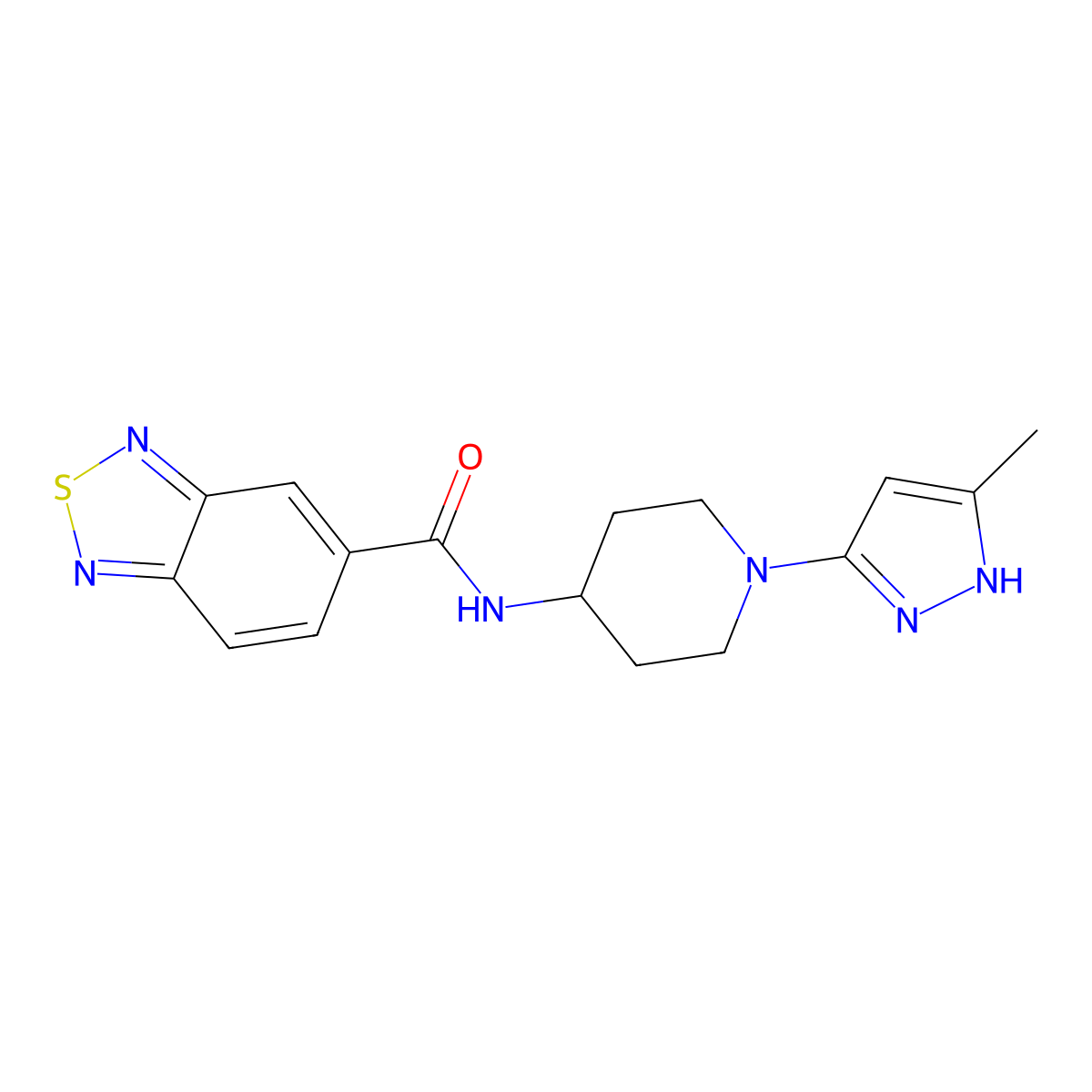 N-(1-(5-methyl-1H-pyrazol-3-yl)piperidin-4-yl)benzo[c][1,2,5]thiadiazole-5-carboxamide molecular structure, CAS 2034207-31-1