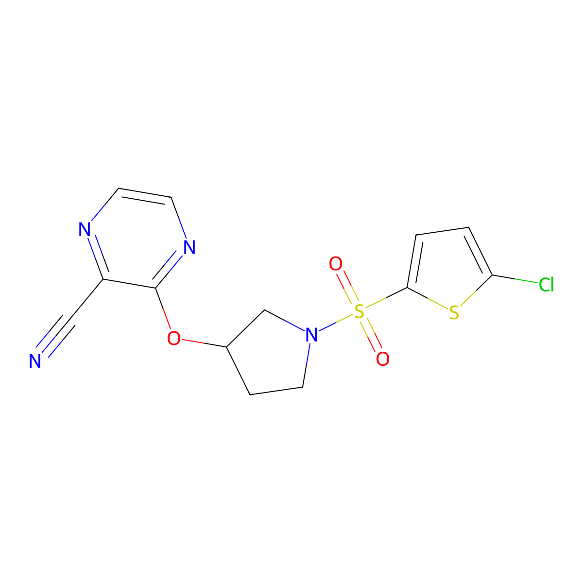 3-((1-((5-Chlorothiophen-2-yl)sulfonyl)pyrrolidin-3-yl)oxy)pyrazine-2-carbonitrile molecular structure, CAS 2034207-38-8