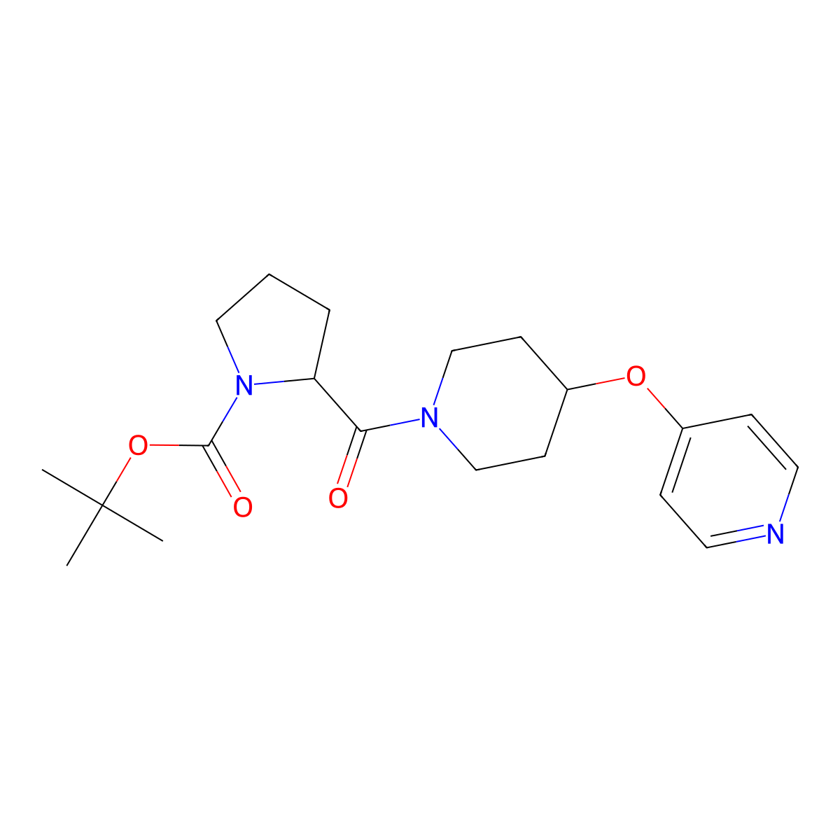 Tert-butyl 2-(4-(pyridin-4-yloxy)piperidine-1-carbonyl)pyrrolidine-1-carboxylate molecular structure, CAS 2034207-47-9