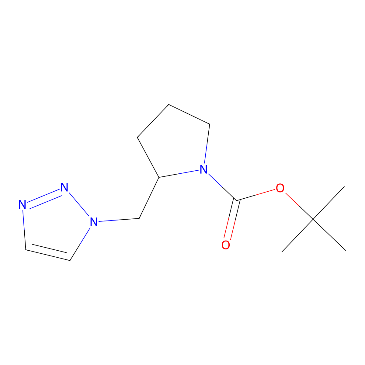 tert-butyl 2-((1H-1,2,3-triazol-1-yl)methyl)pyrrolidine-1-carboxylate molecular structure, CAS 2034207-53-7